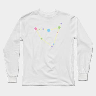 Capricorn Zodiac Constellation in Rainbow Pastels Long Sleeve T-Shirt